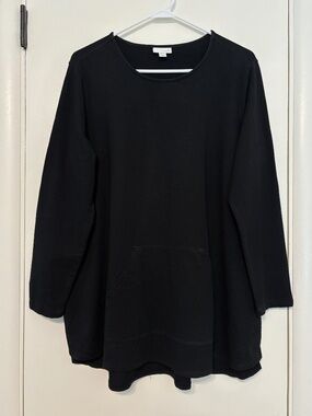 J. Jill Pure Jill Women Plus Pullover Tunic Shirt Top 1X Black Pocket Side-Slits